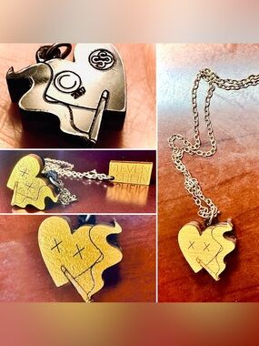 Rare NEIVZ Steven Shein Reversible "Smoking Heart" Mixed Media Necklace 2007